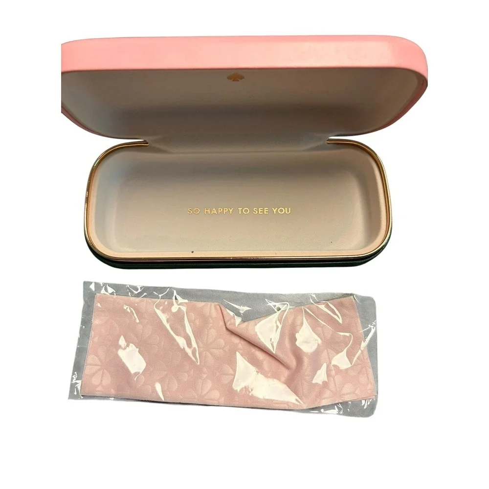 KATE SPADE PINK GREEN AUTHENTIC EYEGLASSES CASE W/CLOTH